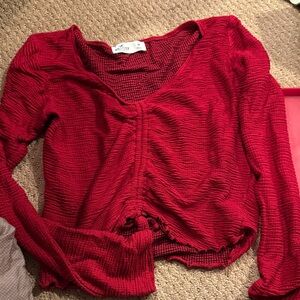 Hollister Red Textured Long Sleeve Top